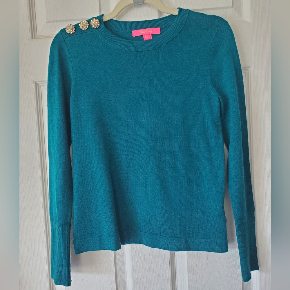 Lilly Pulitzer Morgen Lightweight Sweater Valencia Teal Sizs XXS